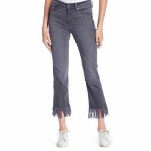 Good American Dark Gray Straight Leg Fringed Jeans sz 28/6